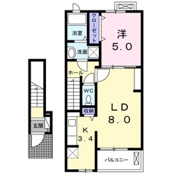 羽犬塚駅 徒歩77分 2階の物件間取画像